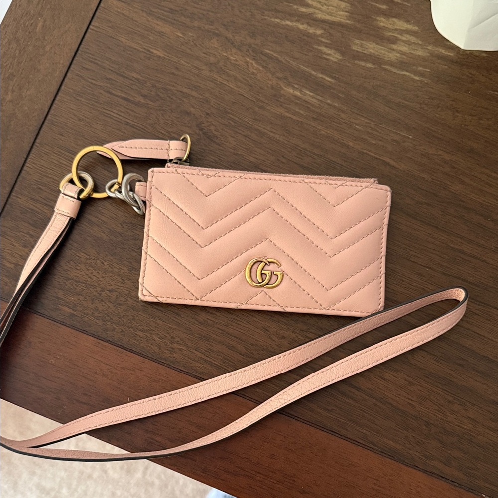 Gucci Blush Card Holder with Strap